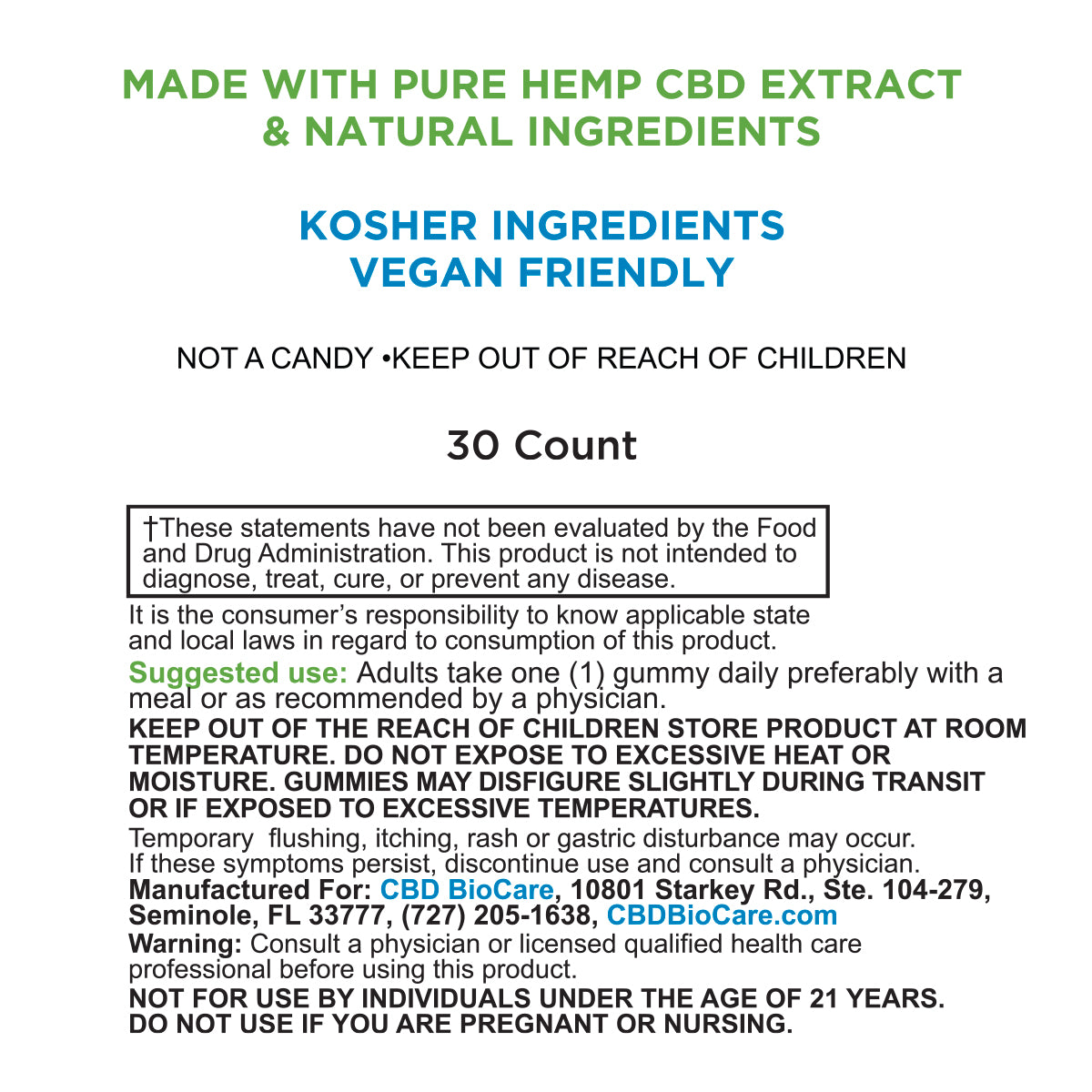 CBD BioCare All-Natural Gummies - Organic CBD-infused fruit-flavored gummy supplements in resealable pouch, made with natural ingredients and no artificial colors or flavors for daily wellness support