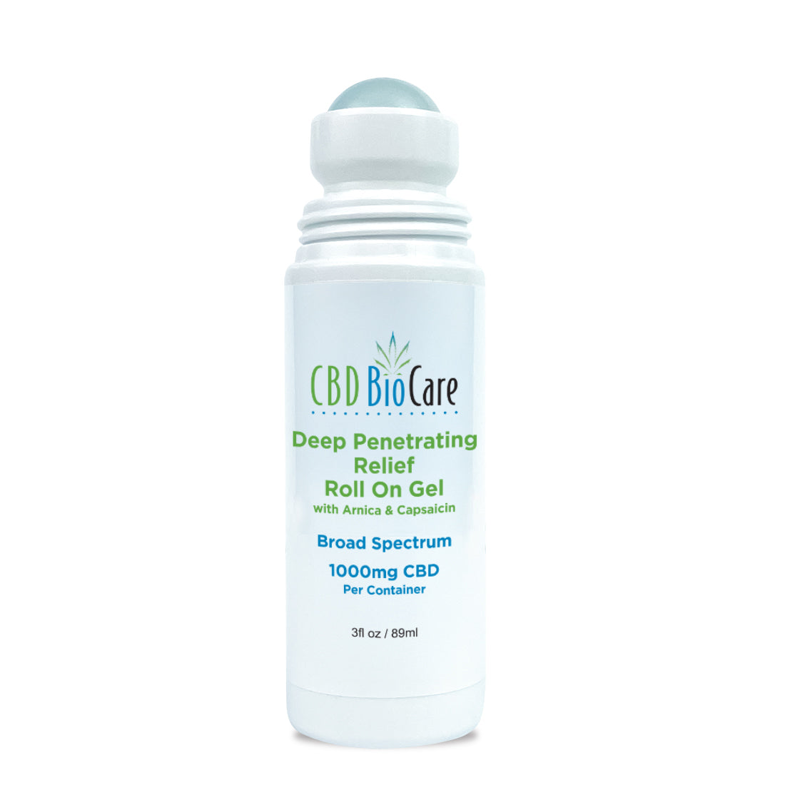 CBD BioCare Roll-On Pain Relief - Portable CBD topical applicator with rollerball tip for precise, mess-free application of hemp extract to sore muscles and joints