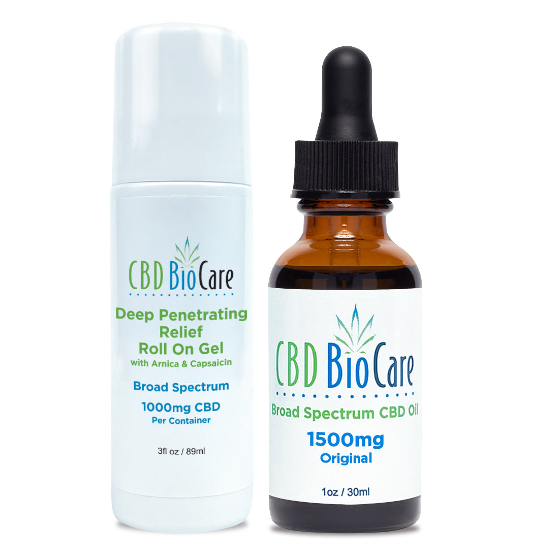 1500mg Broad Spectrum CBD Oil & Pain Relief Roll On