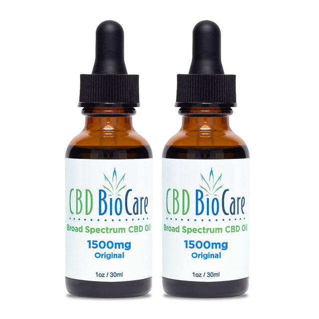 1500mg Broad Spectrum CBD Oil 2-Pack — two THC-free bottles